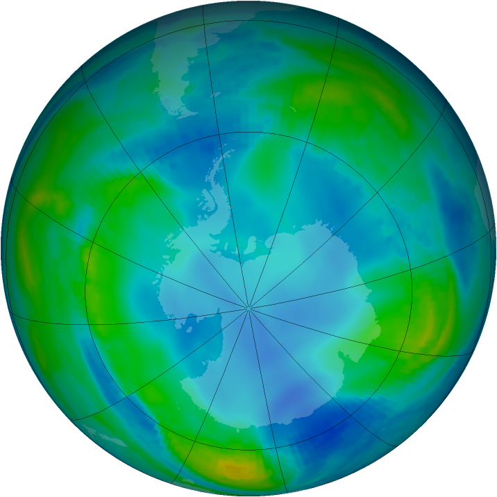 Antarctic ozone map for 25 May 2000